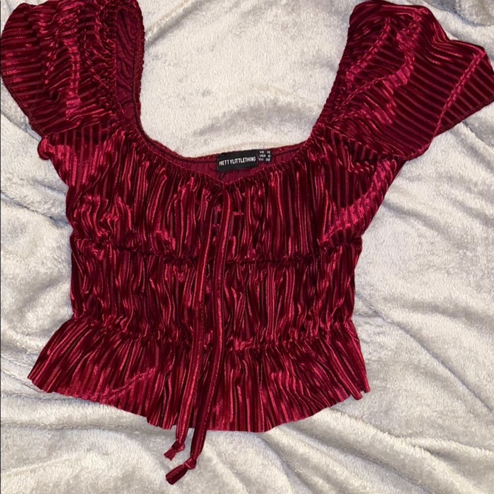Velvet red crop top